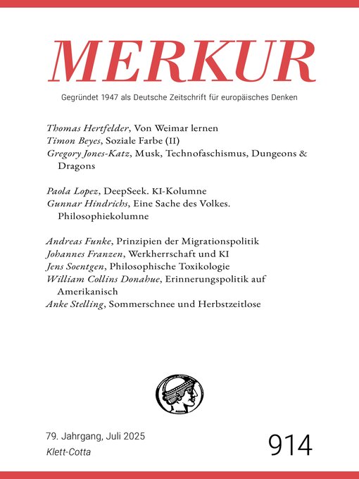 Title details for MERKUR 7/2025, Jg.79 by Christian Demand - Wait list